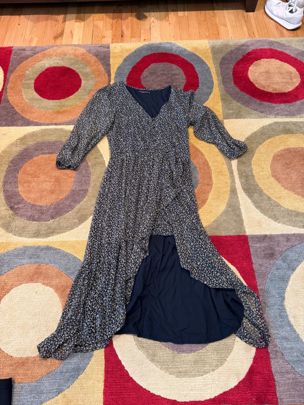 Abercrombie & Fitch Floral Print Dress High Low Cutout 3/4 Sleeves Women’s XL